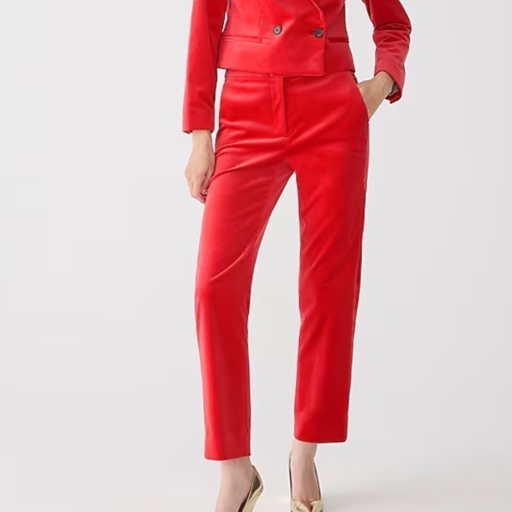 J crew festival red Kate straight-leg pant in stretch velvet